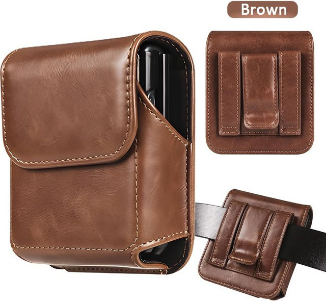 Handytasche aus echtem Leder für Samsung Z Flip 6 5G und Moto Razr 40 Ultra mit Gürtelclip und Holster in Braun - Bild 1