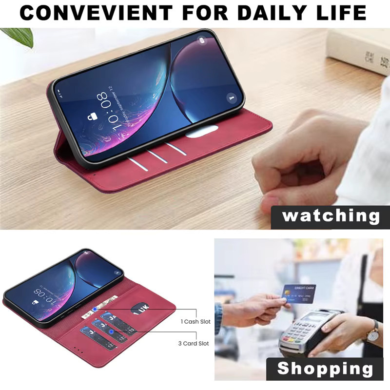 Magnetische Leder-Flip-Handyhülle für Xiaomi Poco X8 Pro Max C85X C85 F8 Ultra M8 5G Wallet Schutzhülle in Braun oder Rot - Bild 4