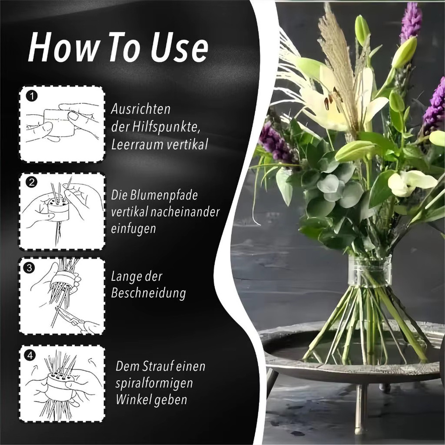 YOCITY Spiralvase Blumenarrangierer aus transparentem Kunststoff als unsichtbarer Ikebana-Stielhalter für dein DIY-Blumenarrangement - Bild 4
