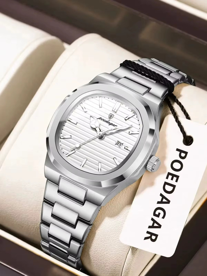 POEDAGAR Armbanduhr, Quarz, Edelstahl, Silber, Damen, Datum - Bild 6