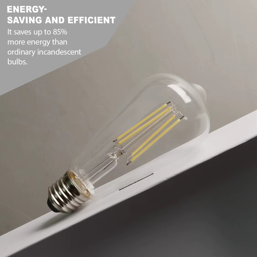 BrandRetro Edison-Glühbirne ST64 Vintage Filament-Glühlampe E27 220V Warmweiß Transparent - Bild 4
