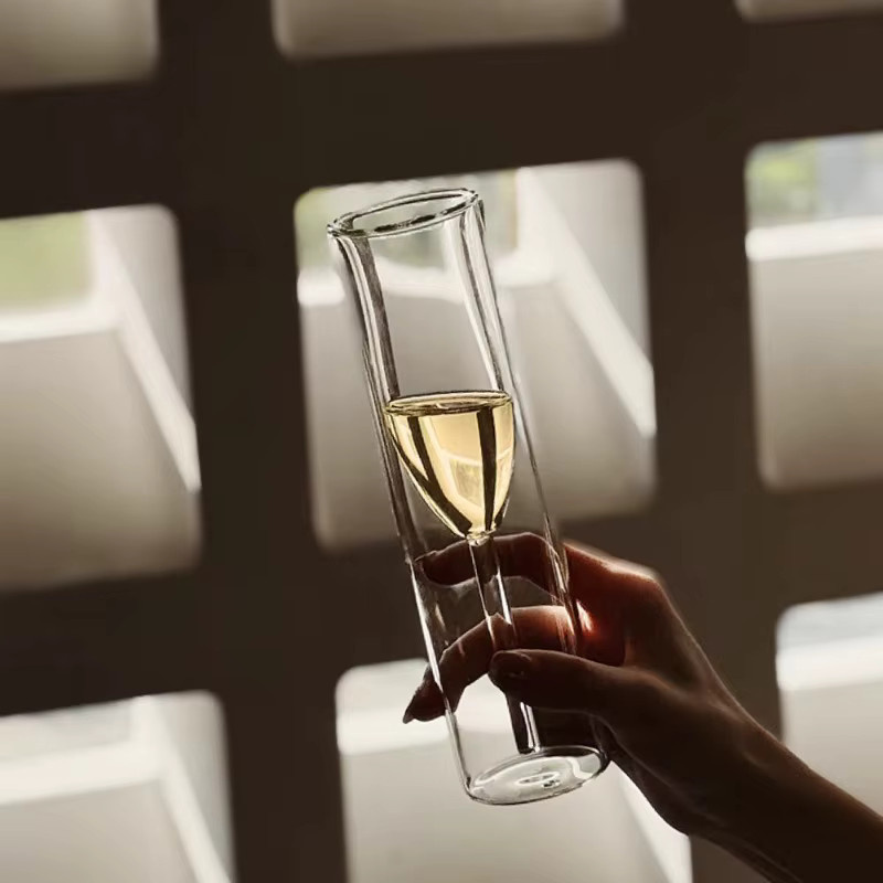 Doppelwandige isolierte Champagnergläser im Tulpenflöten-Design, transparent, spülmaschinenfest - Bild 2