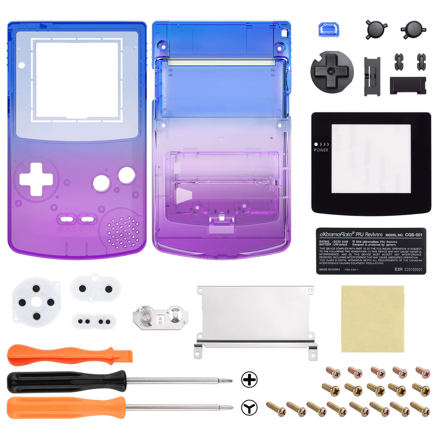 eXtremeRate Gradient Full Housing Cover Shell mit Tasten für Gameboy Color in Multicolour und Blau, passend für GBC OSD IPS - Bild 2