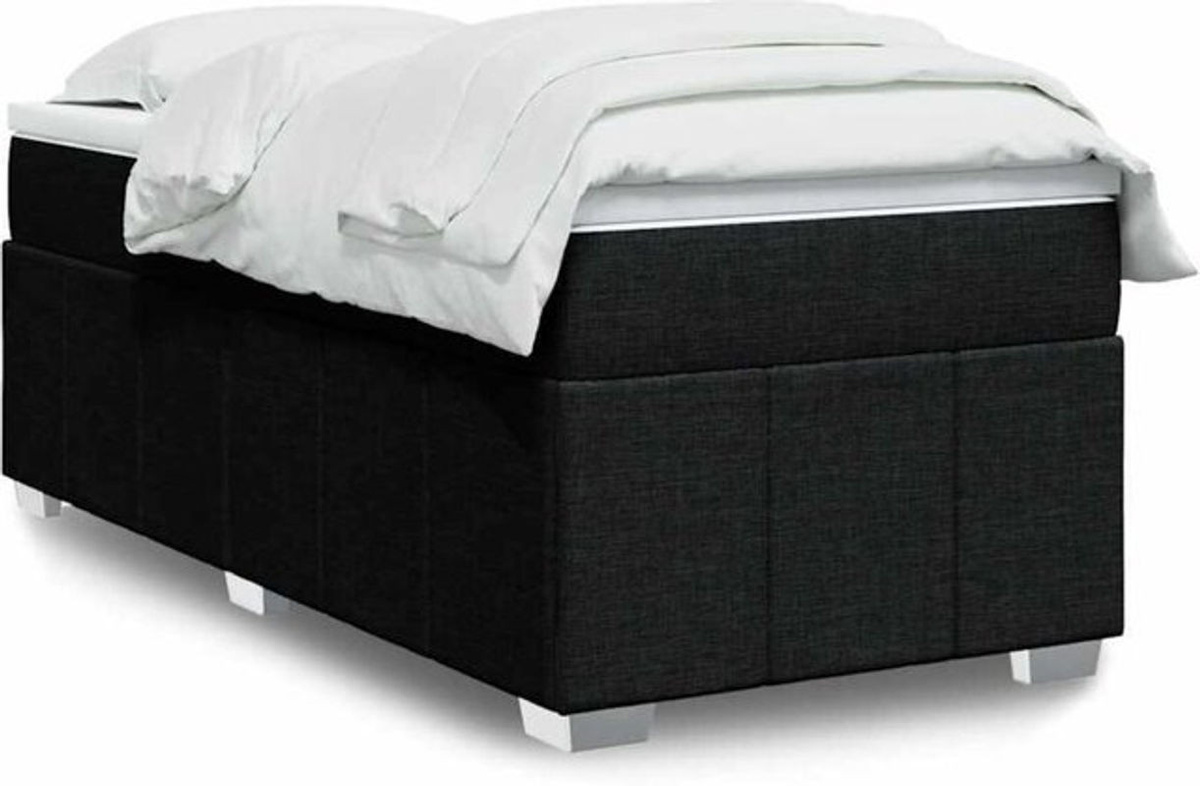 vidaxl Boxspringbett mit Matratze in Schwarz aus Stoff, B/T/H: 100 x 200 cm - Bild 1