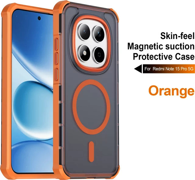 Stoßfeste magnetische Handyhülle für Xiaomi Redmi Note 15 Pro+ 5G und Redmi Note 15C in Rot, matt und MagSafe kompatibel - Bild 1