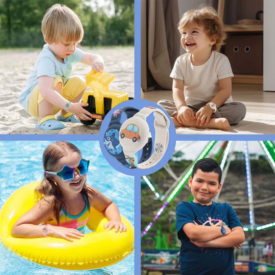 Wasserdichtes Silikon-Kinderarmband als Anti-Verlust-Halterung kompatibel mit Apple AirTag in Multicolor - Bild 1