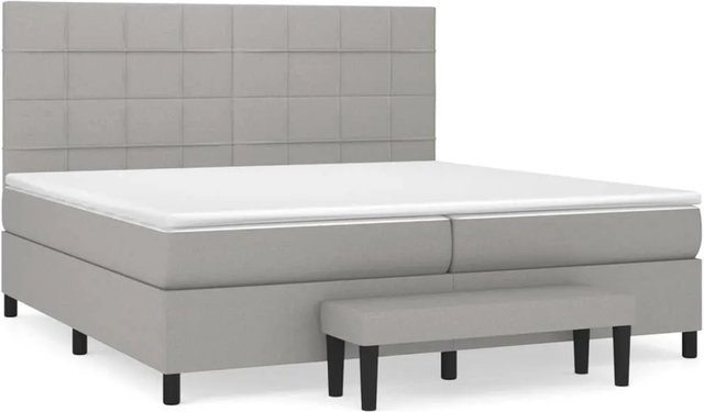 vidaXL Boxspringbett mit Matratze Hybrid-Design in Hellgrau und Weiß, B/T: 200 x 200 cm - Bild 1