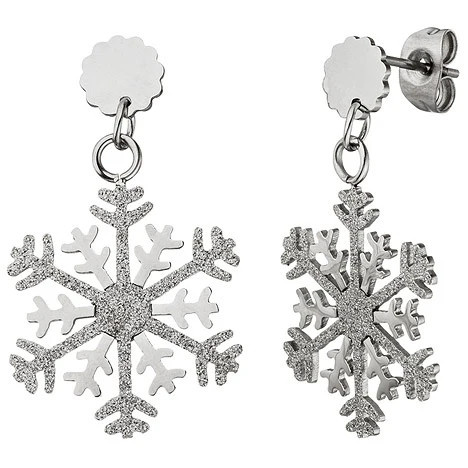 Colfem Ohrhänger Schneeflocke Edelstahl, Glitzer-Effekt, Unisex - Bild 1
