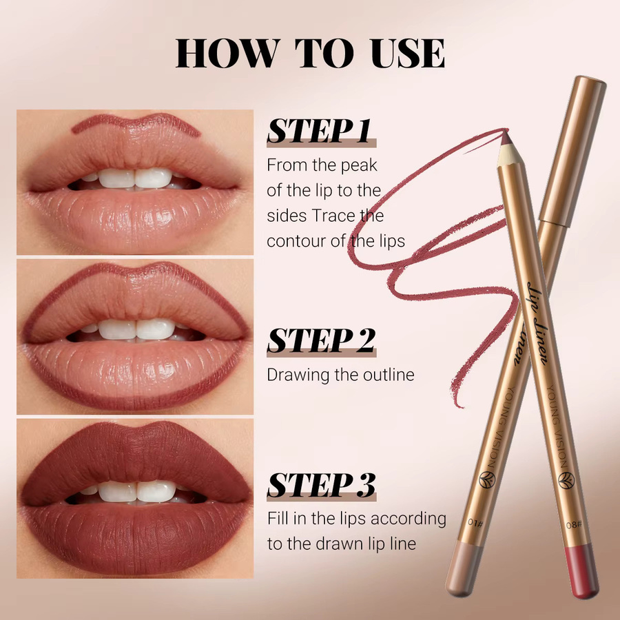 YOUNG VISION Lipliner-Set, 6 Farben, Nude, Matt, Creme, Unisex - Bild 3