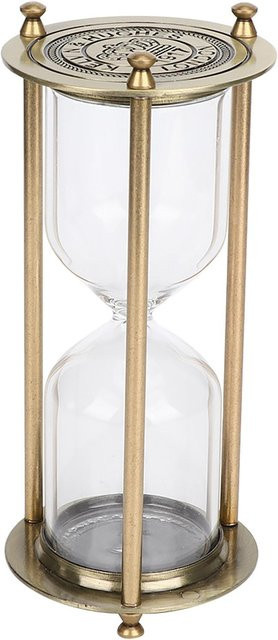 OutsideWorld Sanduhr Glas Timer als Heimdekoration in Beige und Transparent mit Goldakzenten - Bild 1