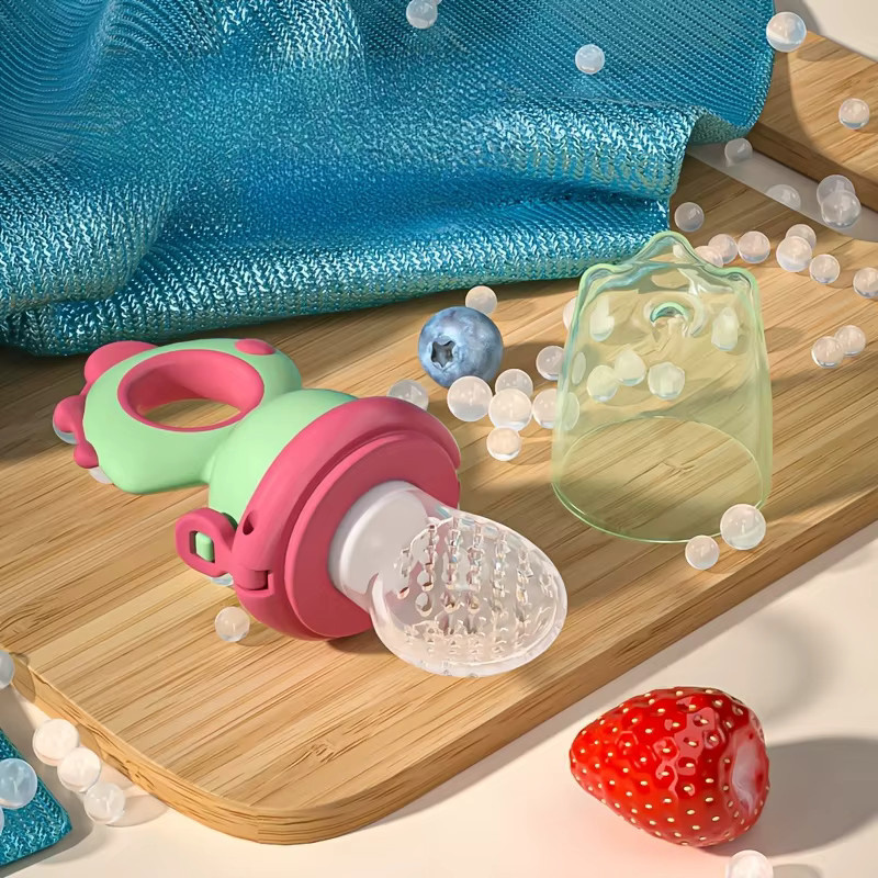 Dinosaurier Silikon Baby Fruit Feeder zum Drücken in Pink und Multicolour - Bild 2