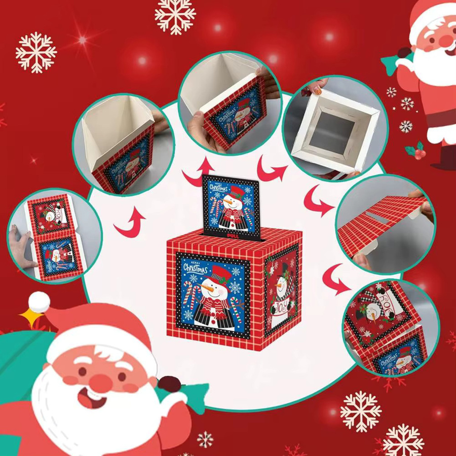 Weihnachten Überraschungsbox zum Geld Herausziehen in Rot aus Papier - Bild 2