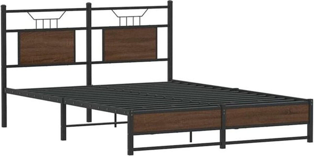 Vidaxl Bettgestell aus Holzwerkstoff und Stahl in Braun im Industrial Design B/T/H: 150 x 200 cm - Bild 1