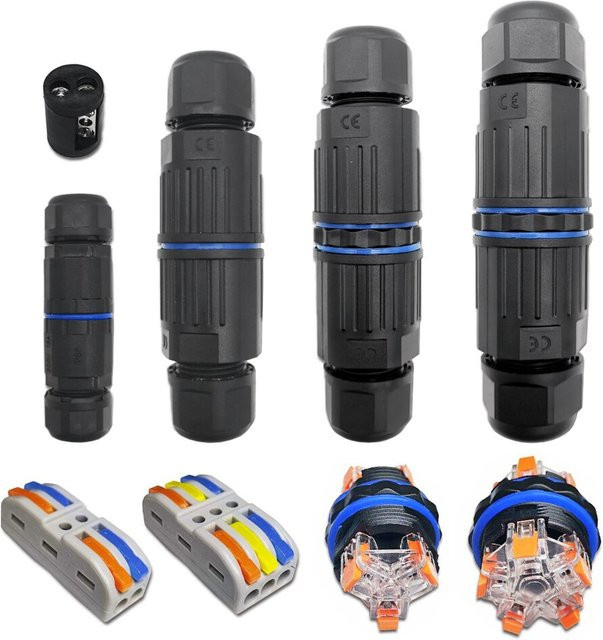 AOKIN IP68 Wasserdichter Kabelstecker KVSF-15 Schnellverbindung Elektrische Klemme Adapter in Schwarz - Bild 1