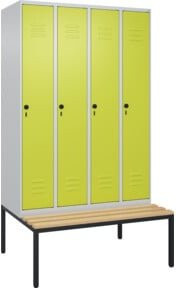 C+P Spind Classic PLUS Garderobenschrank mit Sitzbank, 4 Abteile, Lichtgrau, B/T/H: 212 x 120 x 81,5 cm - Bild 1