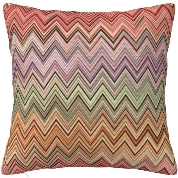 Geometrischer Kissenbezug aus Samt mit Zickzack-Muster im Boho-Stil, Mehrfarbig, B/T: 40 x 40 cm - Bild 1