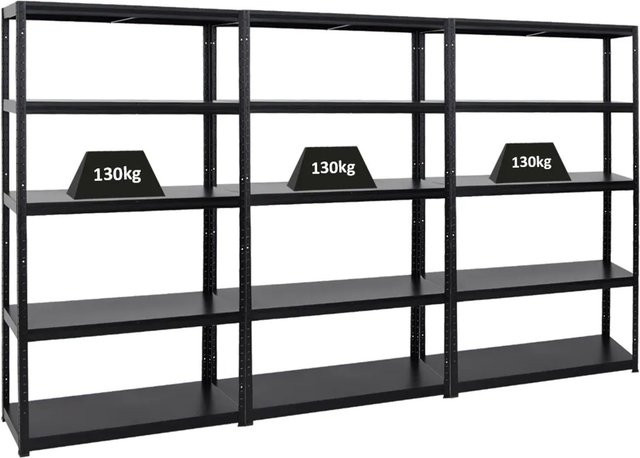 PROREGAL 3er Set Schwerlastregal Steel Eagle in Schwarz, H x B x T: 180 x 100 x 40 cm - Bild 1