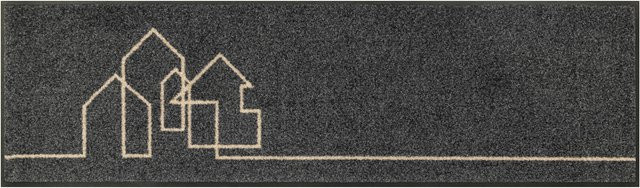 wash+dry by Kleen-Tex Fußmatte mit Häuser-Motiv in Anthrazit, rutschhemmend, rechteckig - Bild 1