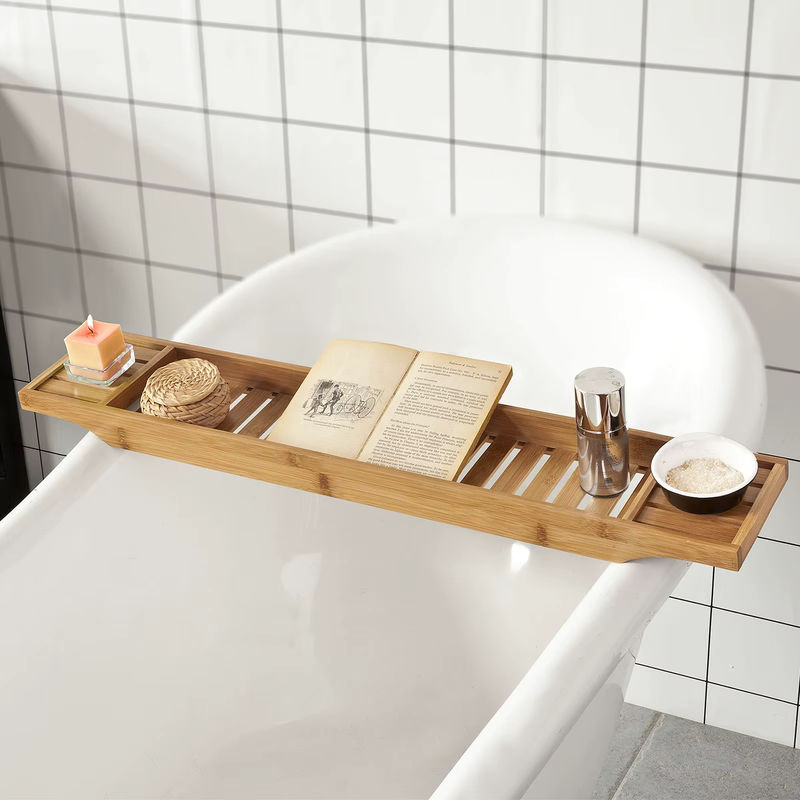 SoBuy Badewannenablage FRG212-N aus Bambus in Braun, Breite: 80 cm - Bild 2