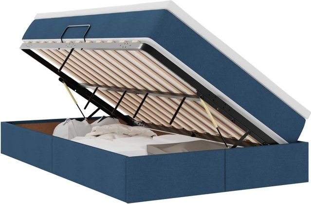 vidaXL Aufbewahrungsbett mit Matratze in Blau, B/T/H: 120 x 194 x 48,5 cm - Bild 1
