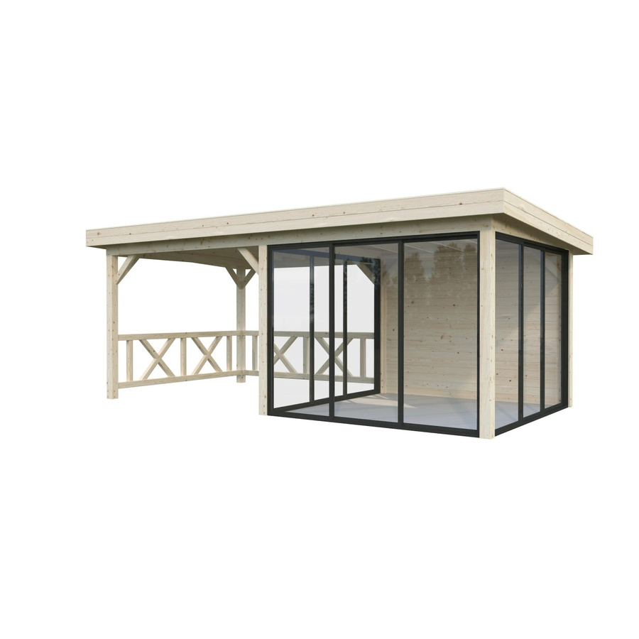 Palmako Pavillon Lenna Set 404 Slide aus Fichtenholz in Braun mit transparenten Elementen, B/H/T: 588 x 245 x 300 cm - Bild 2