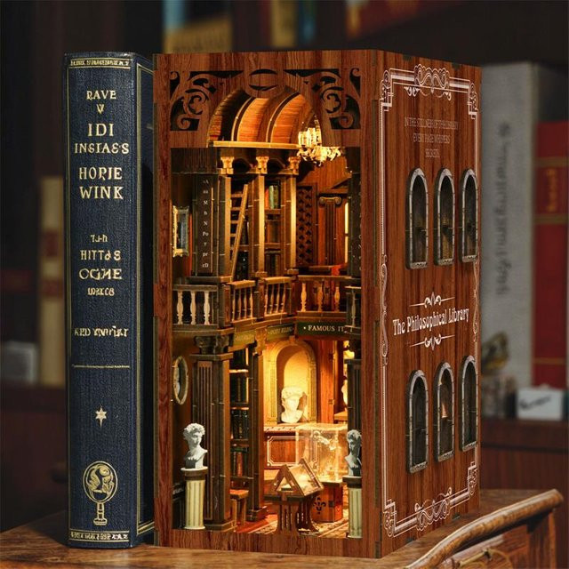 Sanctum of Wisdom DIY-Buchecke, 3D-Bibliotheksmodellbausatz aus Holz - Bild 1