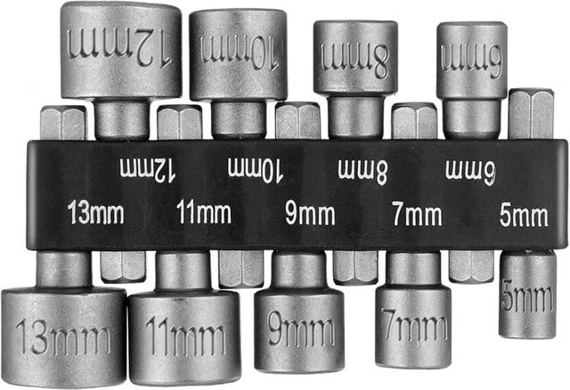 ASDTODW 9-teiliges Steckschlüssel Set mit Hex-Schaft für Schlagschrauber, Metrisch, 1/4 Zoll Aufnahme - Bild 1