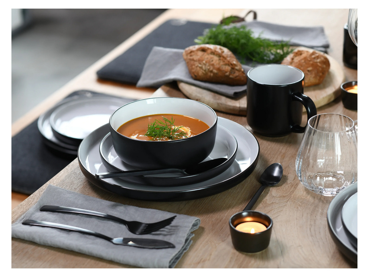 CreaTable Kombiservice Nordic 16-teilig aus Steinzeug in Schwarz und Weiß - Bild 2