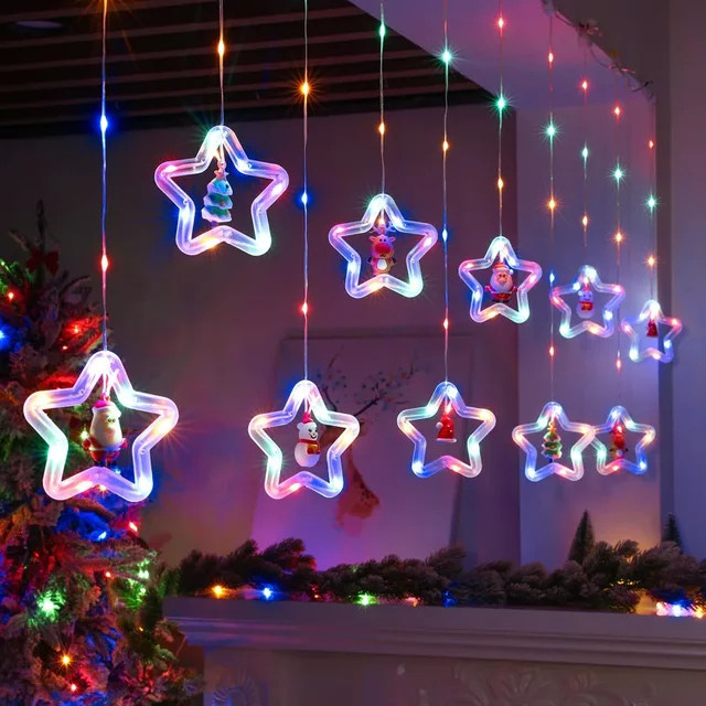 IEEYEEY LED Vorhang Lichterkette für Weihnachten in Warmweiß mit USB-Anschluss - Bild 1