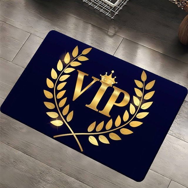Modernes Willkommensläufer HGHT aus Polyester, Blau, Rutschfest und Waschbar, B/T: 60 x 40 cm - Bild 1