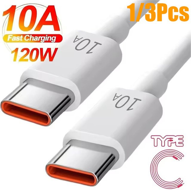 USB-C auf USB-C Ladekabel 120W mit Highspeed Datenübertragung in Weiß - Bild 1
