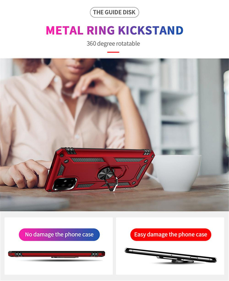Stoßfeste Armor Handyhülle für Huawei P30 Pro, P30 Lite und P Smart mit magnetischem Ringständer in Rot - Bild 2