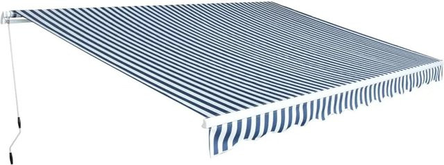 furnicato Gelenkarmmarkise aus Aluminium und Polyester in Blau/Weiß gestreift, Breite: 450 cm - Bild 1