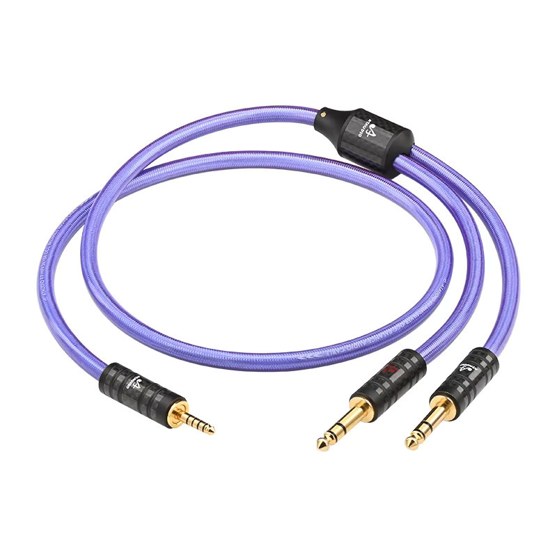 ATAUDIO HiFi Audiokabel versilbertes 4.4 mm symmetrisches auf Dual 6.35 mm TRS Kabel in Lila - Bild 2