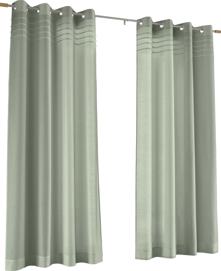 Dekostore Heine Home Vorhang in Grün, semi-transparent, mit Ösen, B/H: 140 x 145 cm, 65% Baumwolle und 35% Polyester - Bild 2
