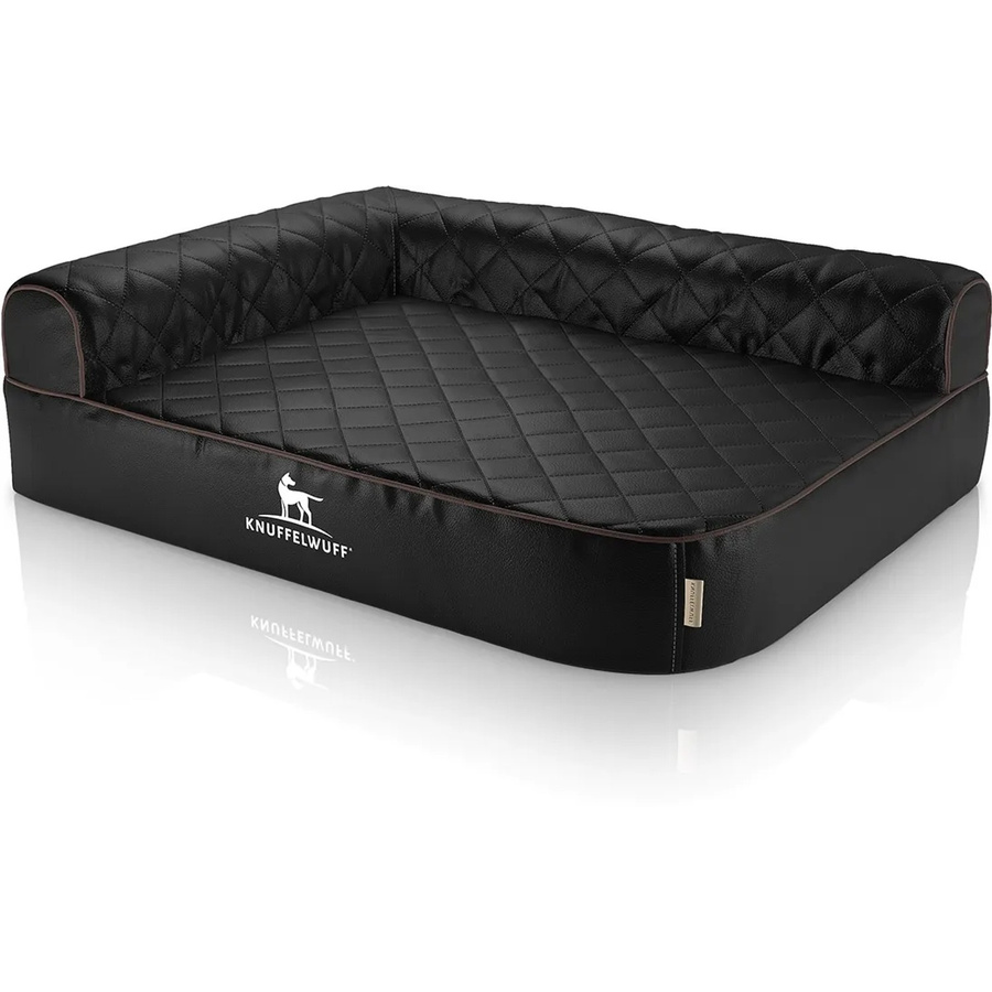 Knuffelwuff Eck Hundebett Winslow Orthopädisch aus Kunstleder mit Memory-Foam, Übergröße XXXL, Schwarz, B: 140 cm, T: 100 cm - Bild 2