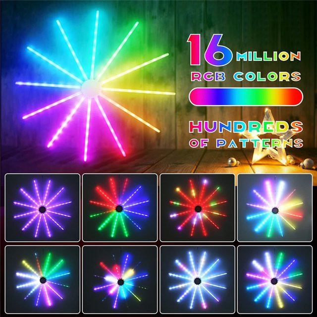 PAMNNY RGB LED Feuerwerk Lichterkette mit Fernbedienung, Wasserdichte Star-Lichtergirlande in Multicolour für Weihnachtsdeko, Garten und Party - Bild 1