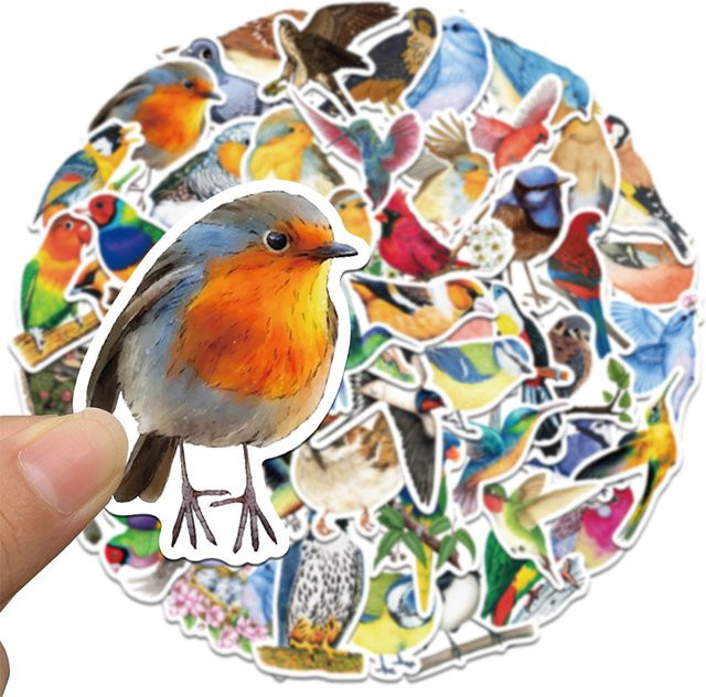 50 Stück Aquarell-Vogel-Aufkleber in Multicolour für Scrapbooking und Dekoration - Bild 1