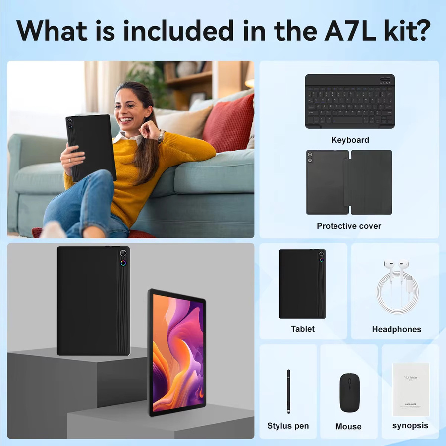 URAO 11 Zoll Android Tablet mit 24 GB RAM und 128 GB ROM, IPS HD Touchscreen, 8-in-1 Kit mit Tastatur, Schutzhülle, Maus und Stylus - Bild 6