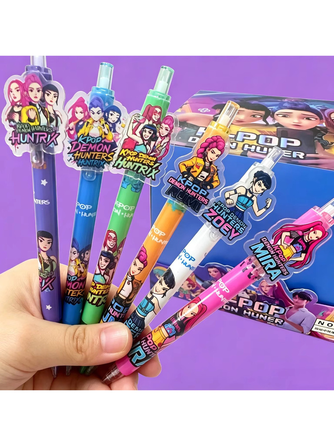 Bandai Anime Girls Lumi Mila Zoi Hunters Gelstifte, 6er Set, Mehrfarbig, Ästhetisches Cartoon Briefpapier für Schule und Büro - Bild 4