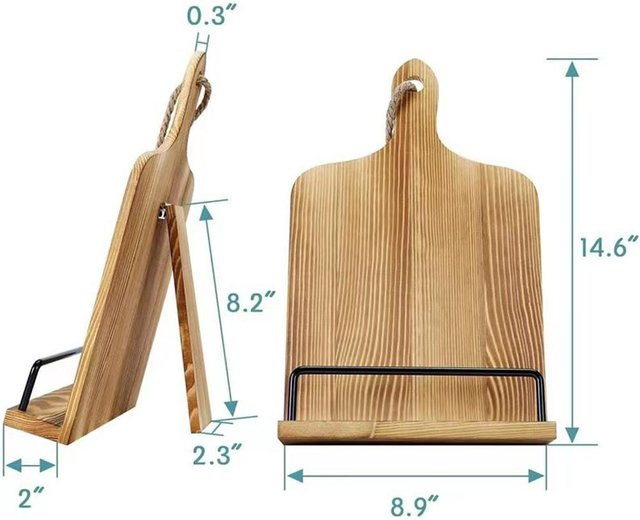 Verstellbarer Rezeptbuchhalter aus Holz mit rutschfestem Aufsteller von Skyfree in Beige - Bild 1
