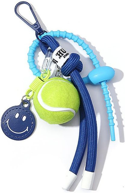 Schlüsselanhänger Tennis Lächeln Gesicht, Nylonseil, Grau, Unisex - Bild 1