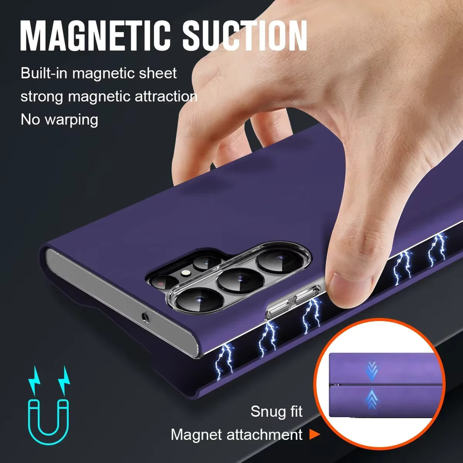 Magnetische Leder-Schutzhülle mit Kartenfach und Stiftfach für Samsung Galaxy S24 S23 S22 Ultra und S23 Plus in Lila - Bild 4