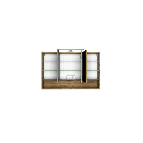 HELD MÖBEL Spiegelschrank Livorno in Eiche braun mit LED-Beleuchtung und Regalen, Höhe: 64 cm, Tiefe: 20 cm - Bild 2