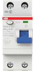 ABB F202A-63/0,3 FI-Schutzschalter RCD 63A 230V in Weiß - Bild 1