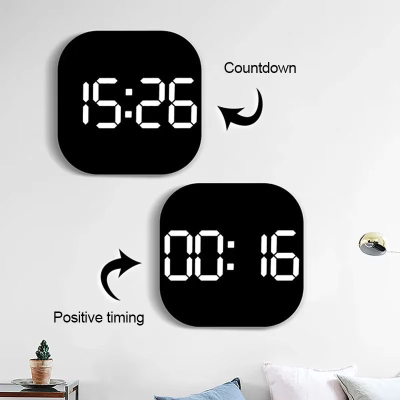 WOKLOK 13 Zoll LED Digitale Wanduhr mit Fernbedienung, Temperatur und Luftfeuchtigkeit, Woche, Auto Dimmer, Wecker, Schwarz und Grün - Bild 4