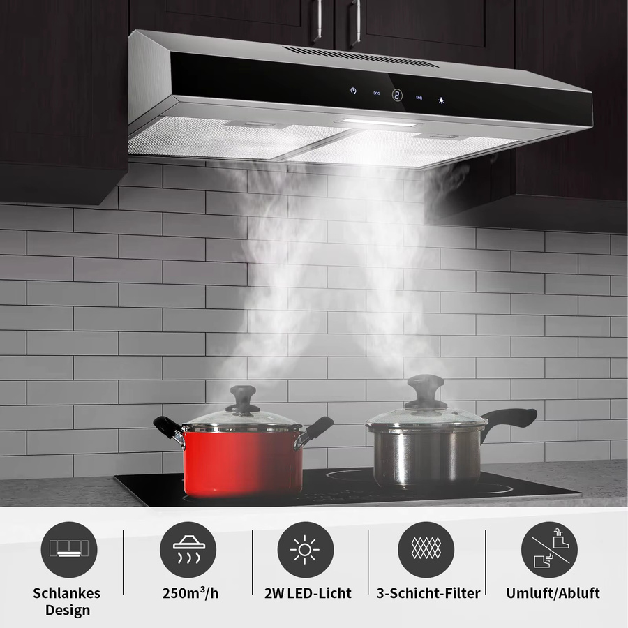 TopStrong LED-Abzugshaube für Abluftrückführung in Weiß, Breite: 60 cm, Modell TF2360A3-AC-12 - Bild 5