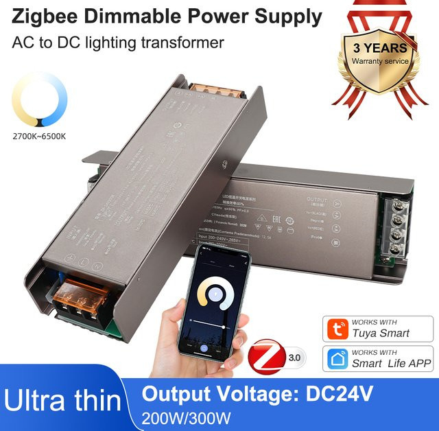TuYa Zigbee 3.0 LED-Treiber und Leistungsdimmer für Single und CCT-Farbstreifen, kompatibel mit der Tuya Smart App, 220V AC zu 24V DC - Bild 1