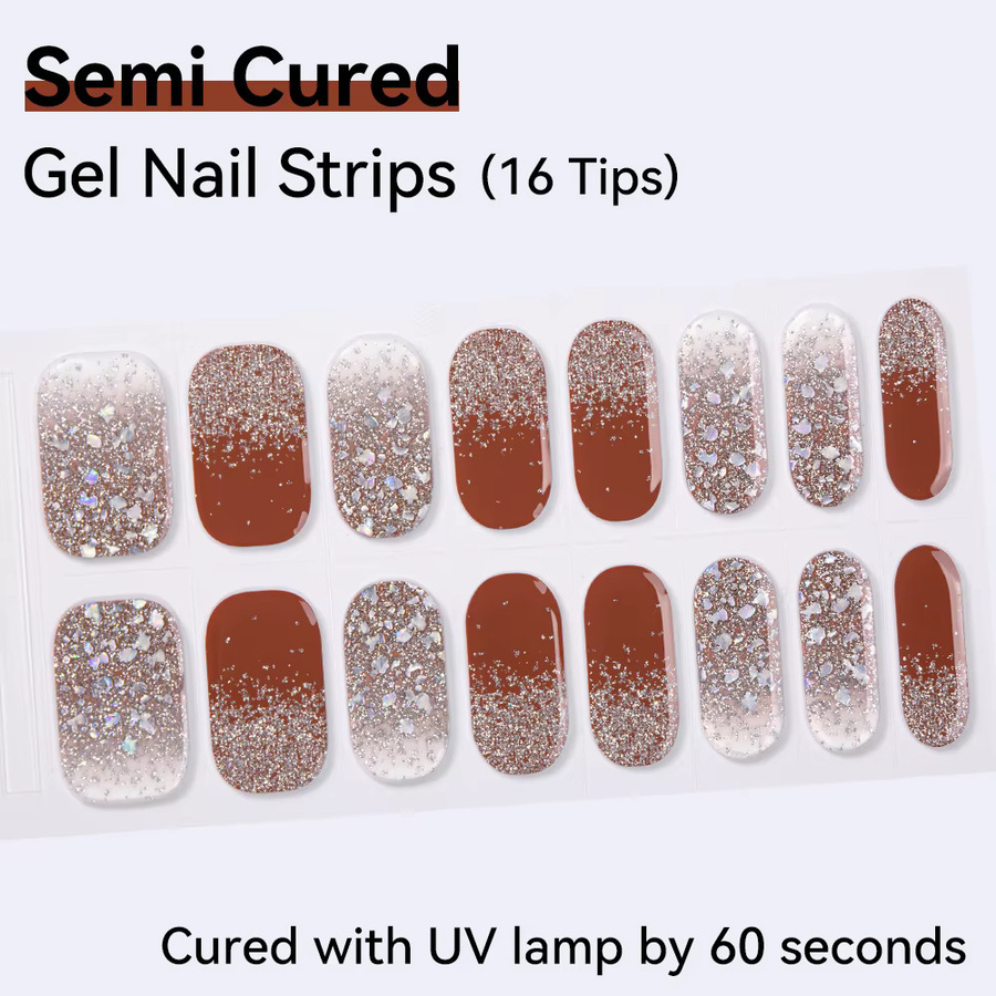 Clou Beaute Gel-Nagelstreifen, 16 Stück, Glitzer Farbverlauf, Schimmernd - Bild 1