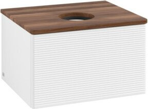 V&B Waschtischunterschrank Antao mit Frontstruktur und Beleuchtung, Farbe: Weiß, B/T/H: 60 x 36 x 50 cm - Bild 1